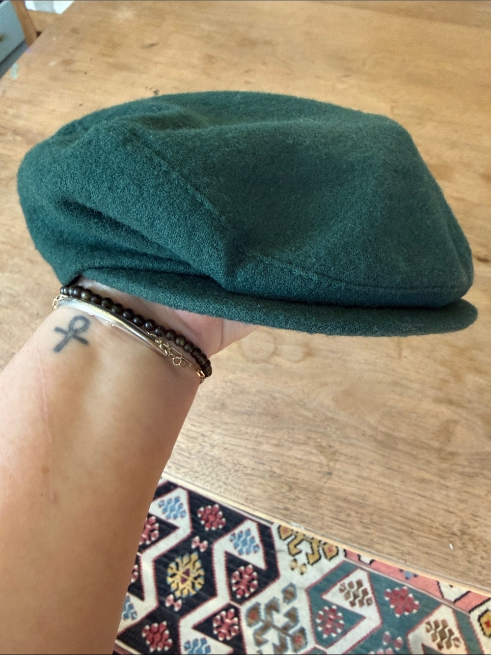 Vintage Pendleton Green 100% Wool Newsboy Cap 80s 90s Y2K Grandpa Grunge USA